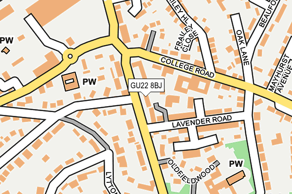 GU22 8BJ map - OS OpenMap – Local (Ordnance Survey)