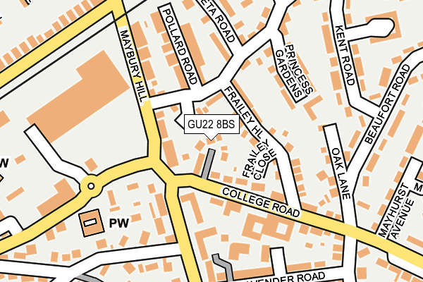 GU22 8BS map - OS OpenMap – Local (Ordnance Survey)