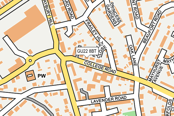 GU22 8BT map - OS OpenMap – Local (Ordnance Survey)