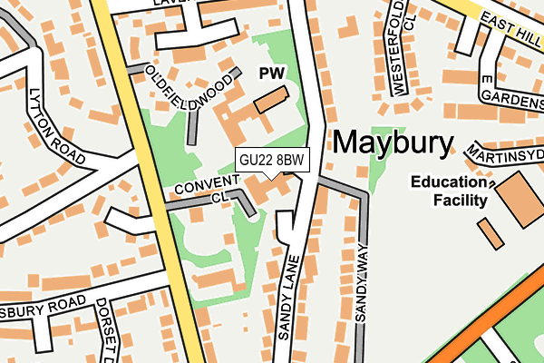 GU22 8BW map - OS OpenMap – Local (Ordnance Survey)