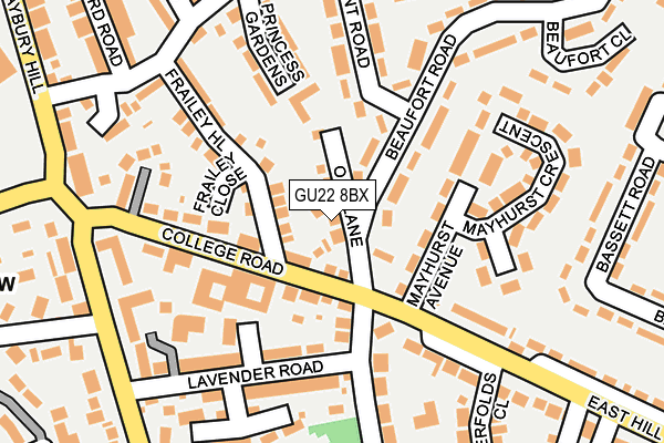 GU22 8BX map - OS OpenMap – Local (Ordnance Survey)