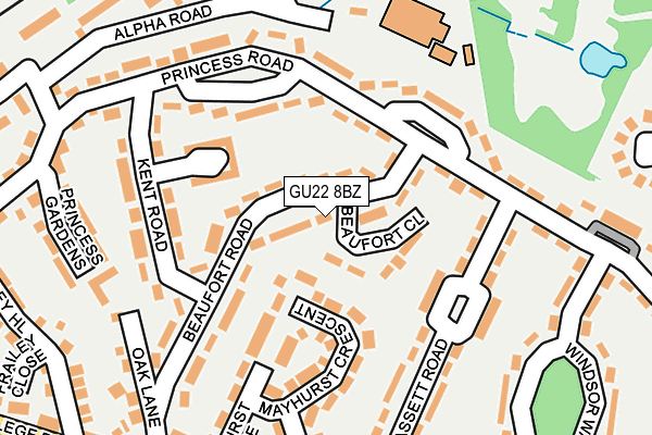 GU22 8BZ map - OS OpenMap – Local (Ordnance Survey)