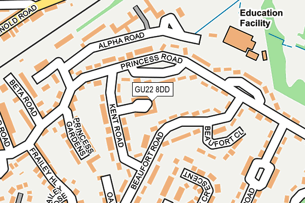 GU22 8DD map - OS OpenMap – Local (Ordnance Survey)