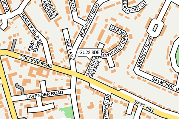 GU22 8DE map - OS OpenMap – Local (Ordnance Survey)