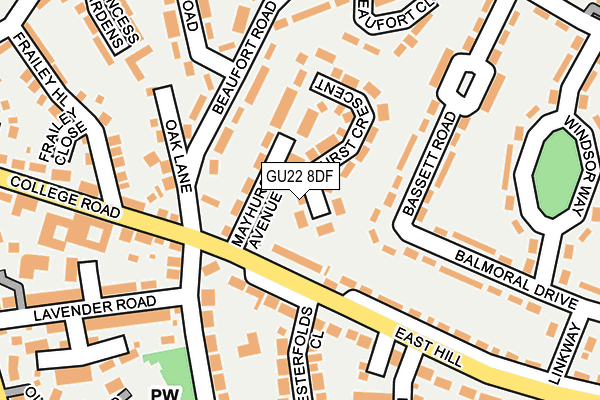GU22 8DF map - OS OpenMap – Local (Ordnance Survey)