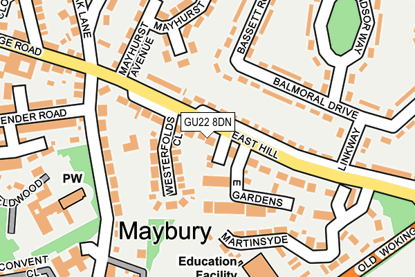 GU22 8DN map - OS OpenMap – Local (Ordnance Survey)