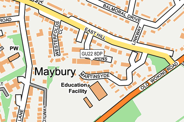 GU22 8DP map - OS OpenMap – Local (Ordnance Survey)