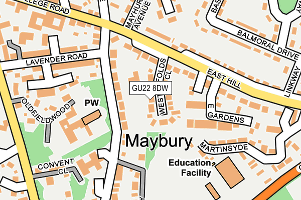 GU22 8DW map - OS OpenMap – Local (Ordnance Survey)