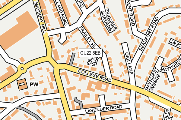 GU22 8EB map - OS OpenMap – Local (Ordnance Survey)