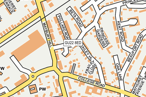 GU22 8ED map - OS OpenMap – Local (Ordnance Survey)