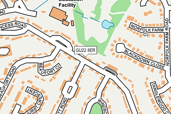 GU22 8ER map - OS OpenMap – Local (Ordnance Survey)