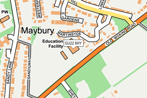 GU22 8HY map - OS OpenMap – Local (Ordnance Survey)