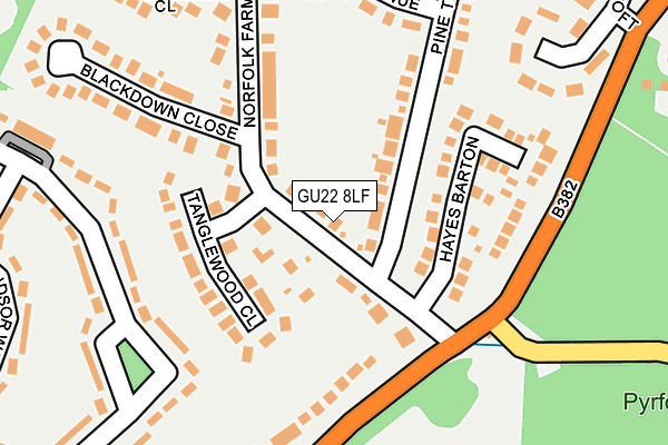 GU22 8LF map - OS OpenMap – Local (Ordnance Survey)
