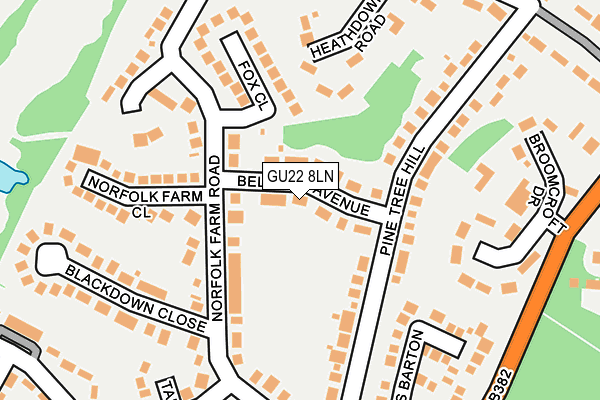 GU22 8LN map - OS OpenMap – Local (Ordnance Survey)