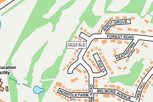 GU22 8LS map - OS OpenMap – Local (Ordnance Survey)