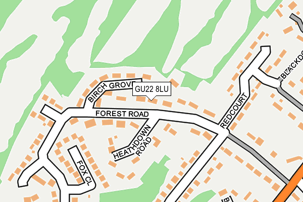 GU22 8LU map - OS OpenMap – Local (Ordnance Survey)