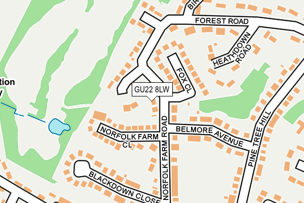 GU22 8LW map - OS OpenMap – Local (Ordnance Survey)