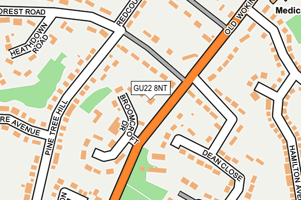 GU22 8NT map - OS OpenMap – Local (Ordnance Survey)