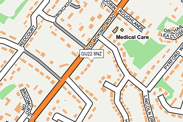 GU22 8NZ map - OS OpenMap – Local (Ordnance Survey)