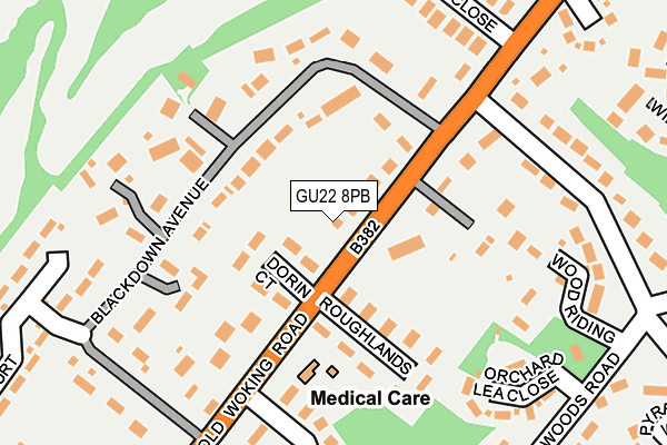 GU22 8PB map - OS OpenMap – Local (Ordnance Survey)