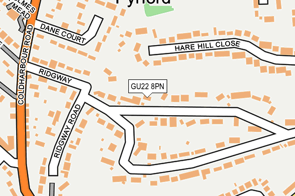 GU22 8PN map - OS OpenMap – Local (Ordnance Survey)