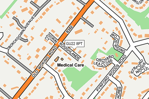 GU22 8PT map - OS OpenMap – Local (Ordnance Survey)