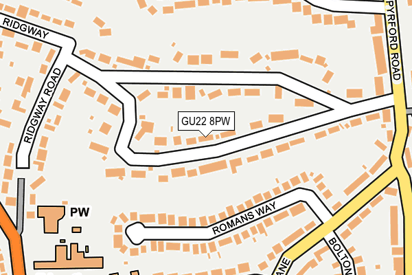 GU22 8PW map - OS OpenMap – Local (Ordnance Survey)