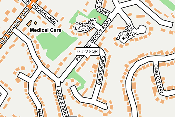 GU22 8QR map - OS OpenMap – Local (Ordnance Survey)