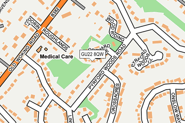 GU22 8QW map - OS OpenMap – Local (Ordnance Survey)