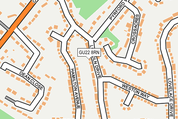 GU22 8RN map - OS OpenMap – Local (Ordnance Survey)