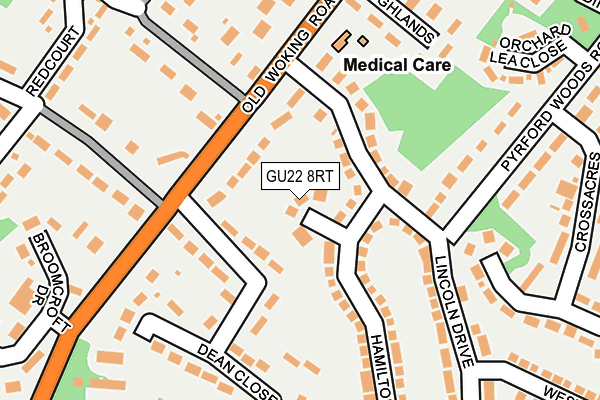 GU22 8RT map - OS OpenMap – Local (Ordnance Survey)