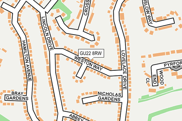 GU22 8RW map - OS OpenMap – Local (Ordnance Survey)