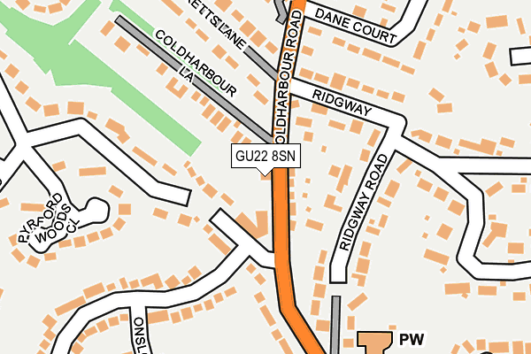 GU22 8SN map - OS OpenMap – Local (Ordnance Survey)