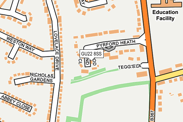 GU22 8SS map - OS OpenMap – Local (Ordnance Survey)