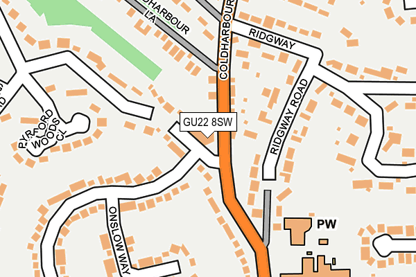 GU22 8SW map - OS OpenMap – Local (Ordnance Survey)