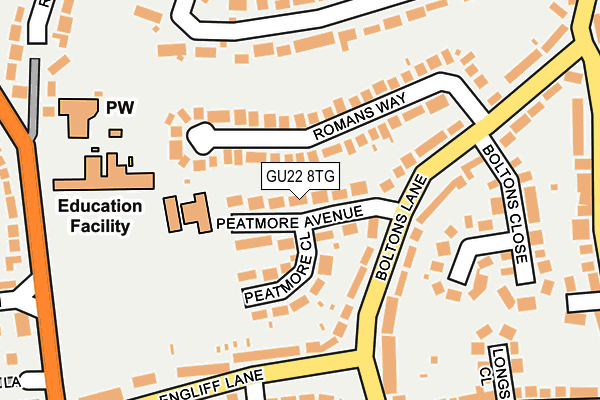 GU22 8TG map - OS OpenMap – Local (Ordnance Survey)