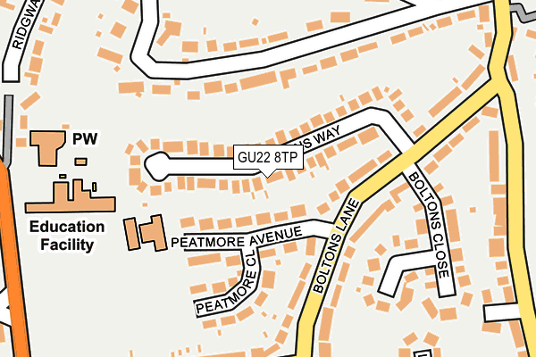 GU22 8TP map - OS OpenMap – Local (Ordnance Survey)