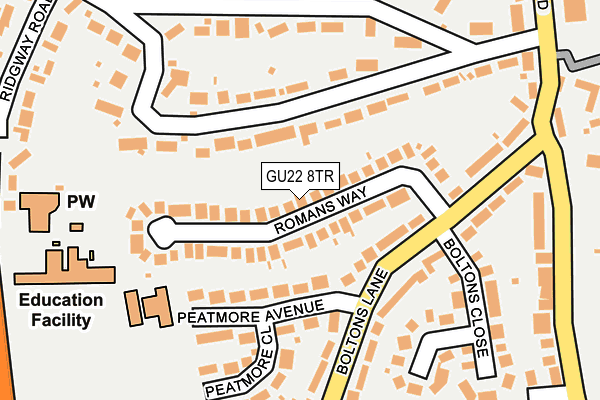 GU22 8TR map - OS OpenMap – Local (Ordnance Survey)