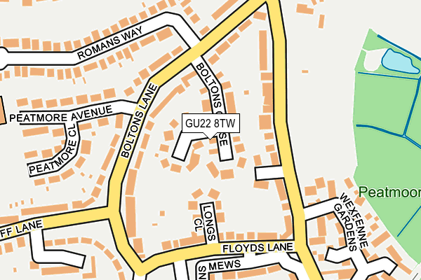 GU22 8TW map - OS OpenMap – Local (Ordnance Survey)