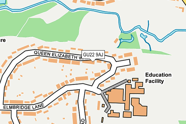 GU22 9AJ map - OS OpenMap – Local (Ordnance Survey)