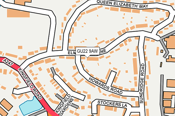 GU22 9AW map - OS OpenMap – Local (Ordnance Survey)