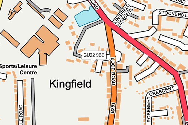 GU22 9BE map - OS OpenMap – Local (Ordnance Survey)