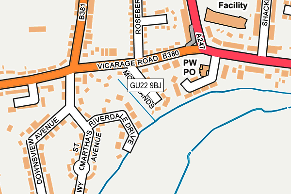 GU22 9BJ map - OS OpenMap – Local (Ordnance Survey)