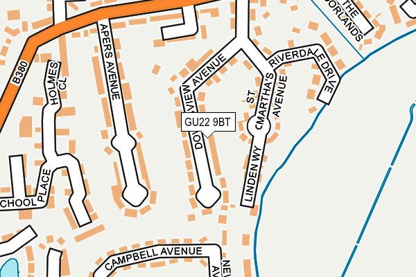GU22 9BT map - OS OpenMap – Local (Ordnance Survey)