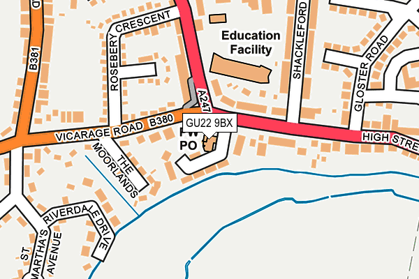 GU22 9BX map - OS OpenMap – Local (Ordnance Survey)