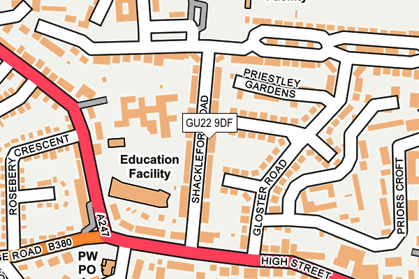 GU22 9DF map - OS OpenMap – Local (Ordnance Survey)