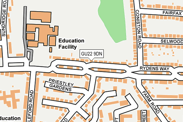 GU22 9DN map - OS OpenMap – Local (Ordnance Survey)