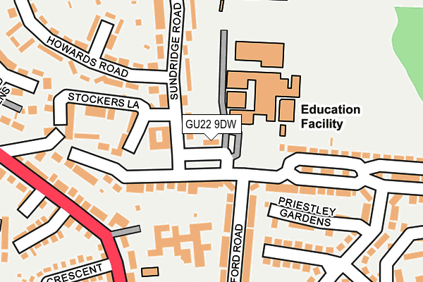 GU22 9DW map - OS OpenMap – Local (Ordnance Survey)