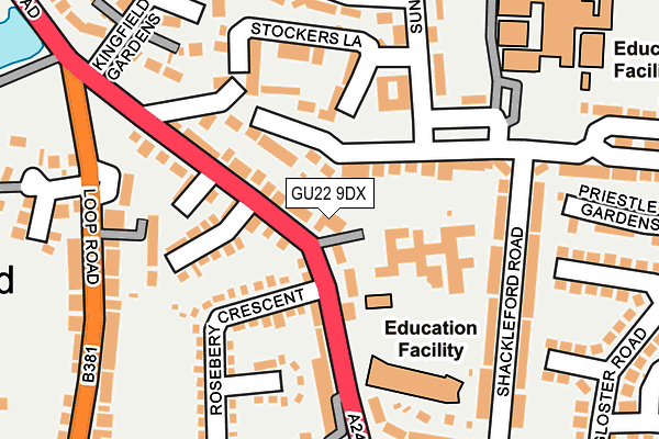 GU22 9DX map - OS OpenMap – Local (Ordnance Survey)