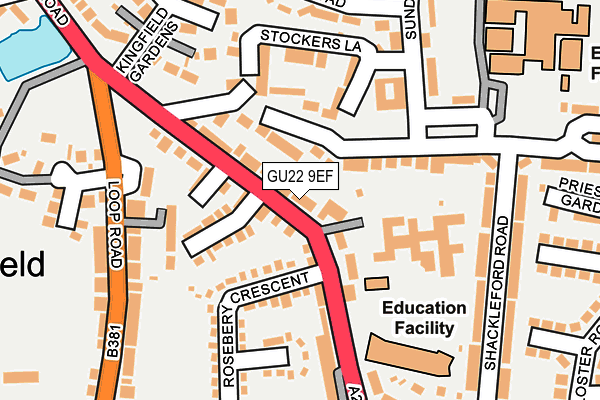 GU22 9EF map - OS OpenMap – Local (Ordnance Survey)